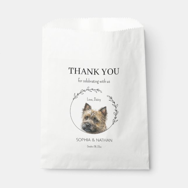 Simple Cairn Terrier Wedding Thank You Favor Bag (Front)
