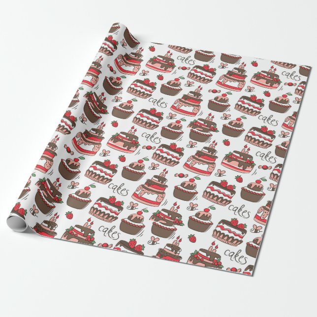 Simple Cake Pattern Wrapping Paper (Unrolled)