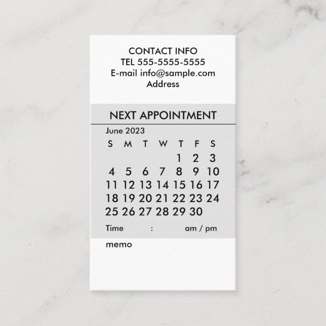 Simple calendar June 2023 Business Card (Front)