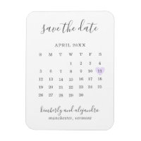 Simple Calendar Pastel Purple Heart Save the Date