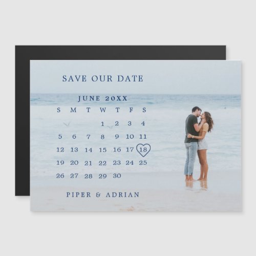 Simple Calendar Photo Overlay Save the Date Magnetic Invitation