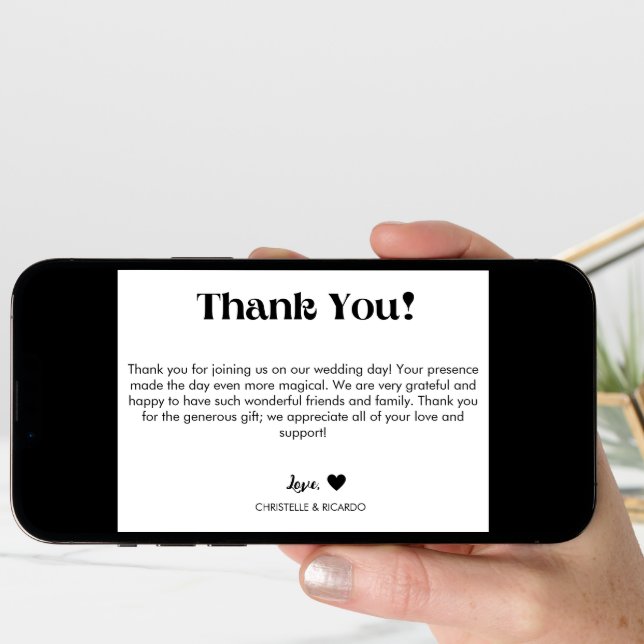 Simple caligraphy script wedding thank you card (Front Digital)