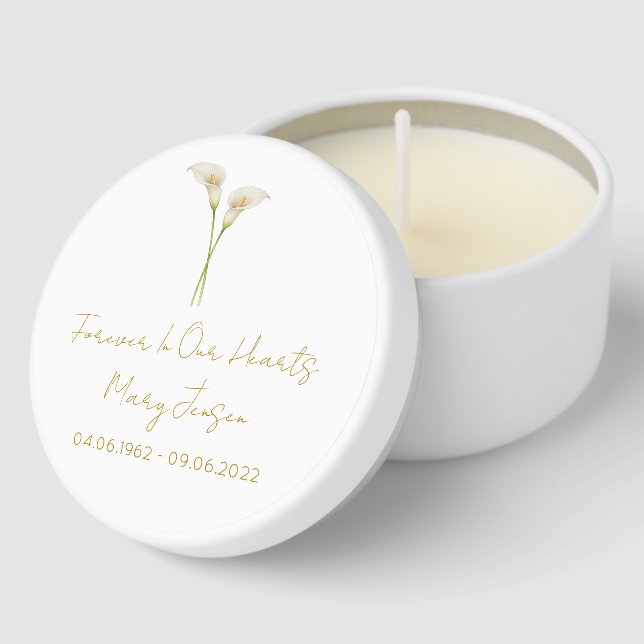 Simple Calla Lily Funeral Mini Candle Favors (Corner)