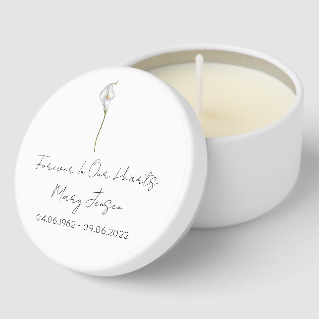 Simple Calla Lily Funeral Mini Candle Favors (Corner)