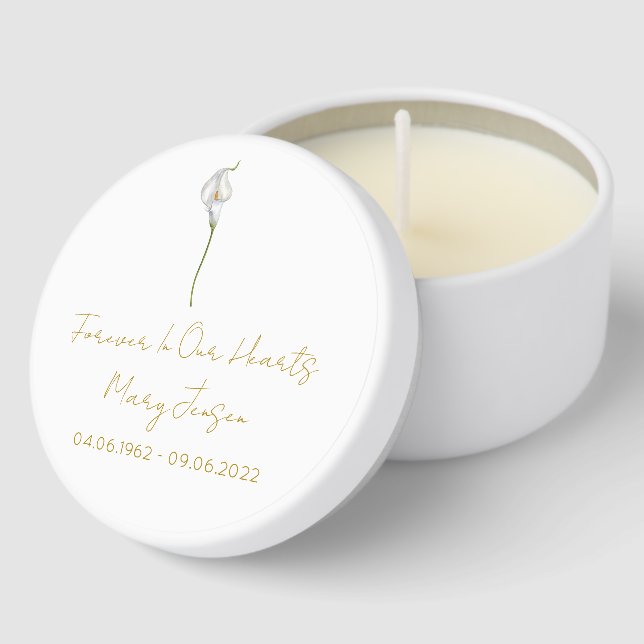Simple Calla Lily Funeral Mini Candle Favors (Corner)
