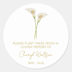 Simple Calla lily Memorial Seed Packet Classic Round Sticker