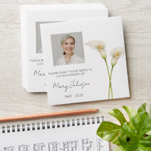 Simple Calla Lily Photo Funeral Seed Envelope