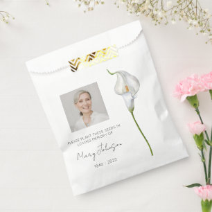 Simple Calla lily Photo Funeral Seed Favor Bag