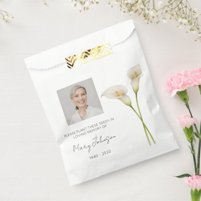 Simple Calla lily Photo Funeral Seed Favor Bag (Sealed)