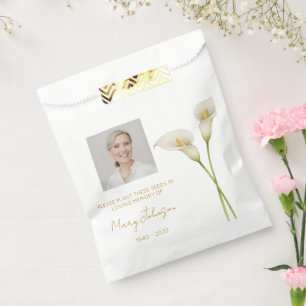 Simple Calla lily Photo Funeral Seed Favor Bag
