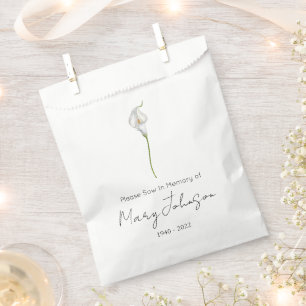 Simple Calla lily Seed packet Funeral  Favor Bag