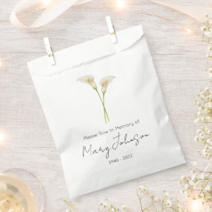 Simple Calla lily Seed packet Funeral  Favor Bag
