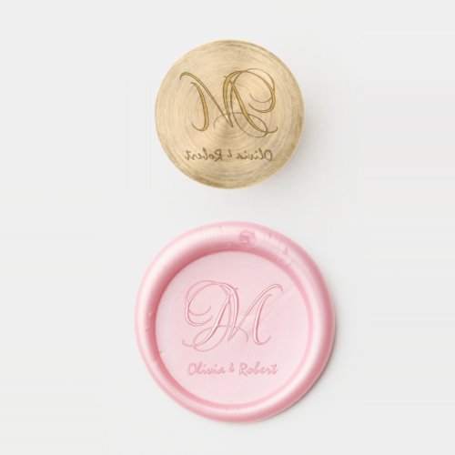 Simple Calligraphic Initial and Names Wedding Wax Seal Stamp