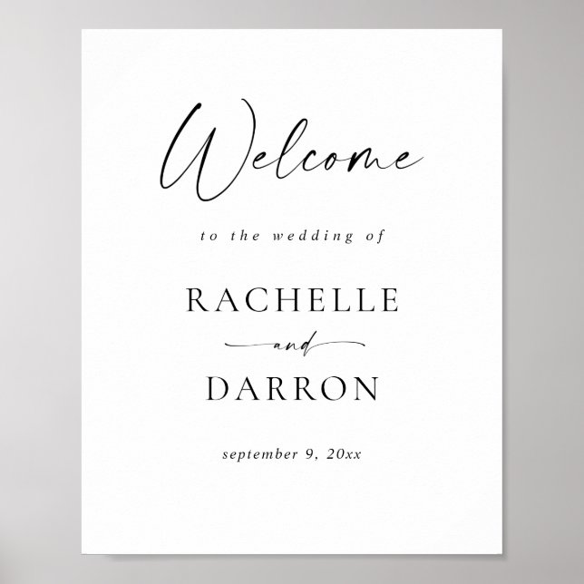 Simple Calligraphiy Black & White Welcome Sign (Front)