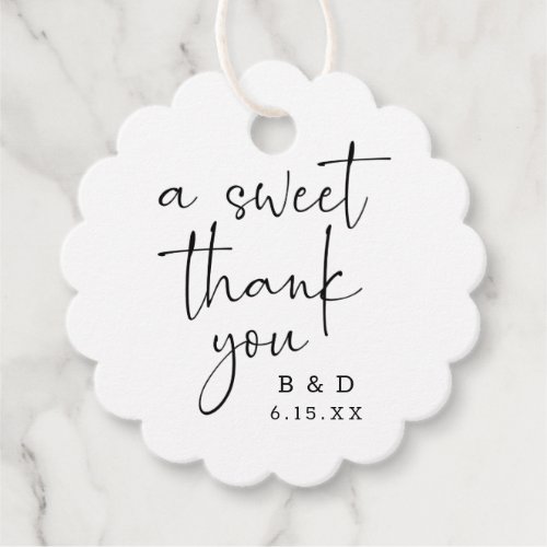 Simple Calligraphy A Sweet Thank You Wedding Favor Tags