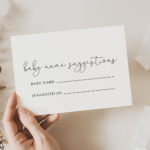 Simple Calligraphy Baby Name Suggestions Card