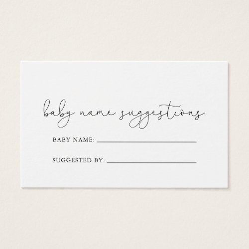 Simple Calligraphy Baby Name Suggestions Card