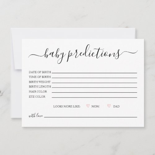Simple Calligraphy Baby Predictions Card