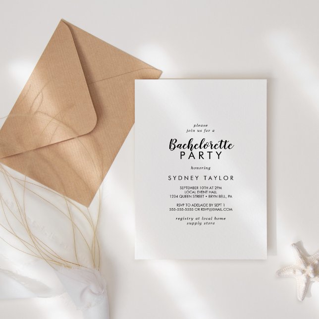 Simple Calligraphy Bachelorette Party Invitation (Creator Uploaded)