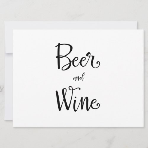 Simple Calligraphy  Beer and Wine Reception Sign Invitation