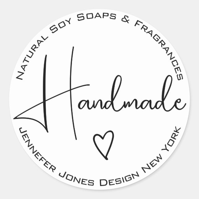 Simple Calligraphy Black and White Handmade Labels (Front)