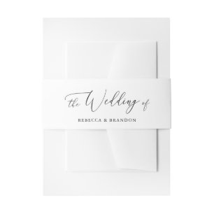 Simple Calligraphy Black and White Rustic Wedding Invitation Belly Band