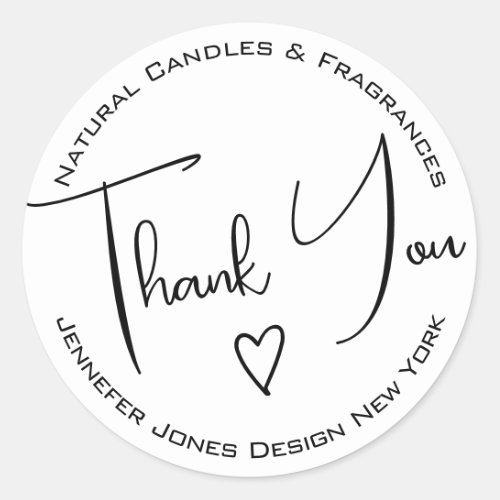 Simple Calligraphy Black and White Thank You Label