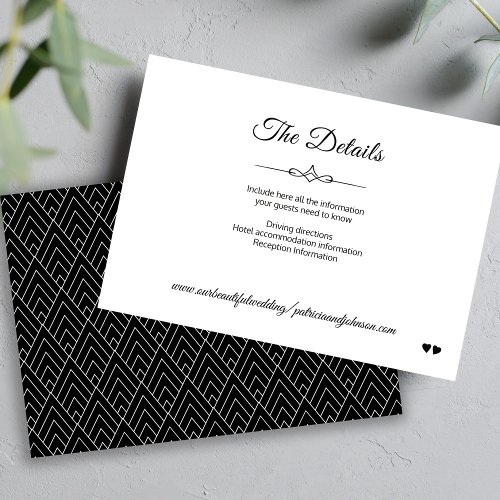 Simple calligraphy black and white wedding details enclosure card