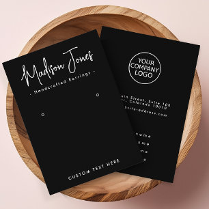 Simple Calligraphy Black Earring Display Card