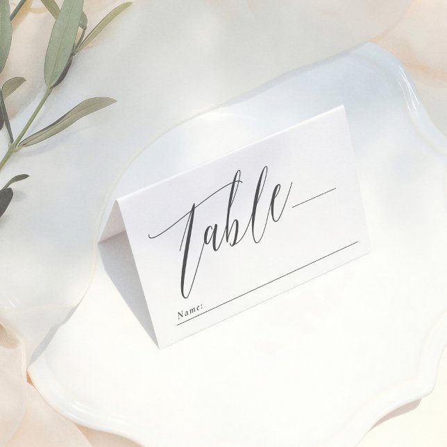 Simple Calligraphy Black & White Monogram Wedding Place Card (Creator Uploaded)