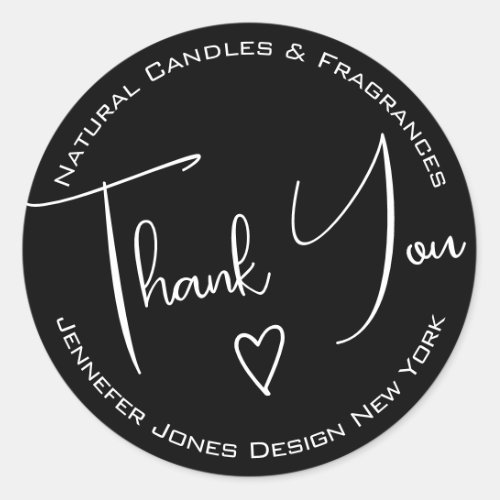 Simple Calligraphy Black  White Thank You Labels
