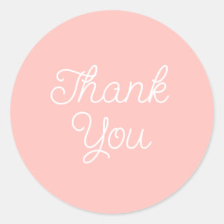 Simple Calligraphy Blush Pink Flat Thank You Card Classic Round Sticker