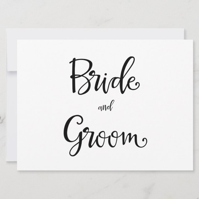 Simple Calligraphy | Bride and Groom wedding sign (Front)