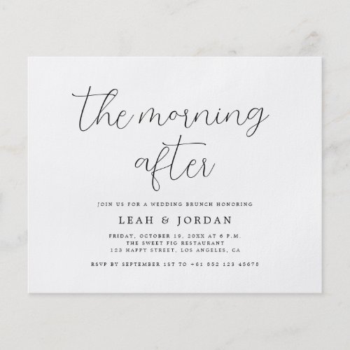 Simple Calligraphy Budget Morning After Wedding Flyer
