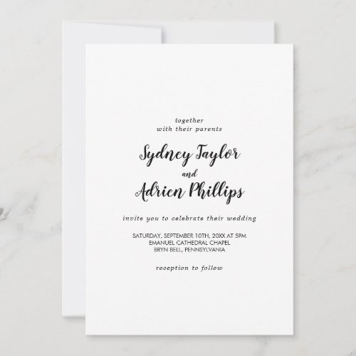 Simple Calligraphy Casual Wedding Invitation