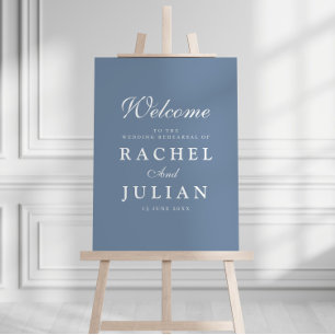simple calligraphy dusty blue rehearsal  foam board