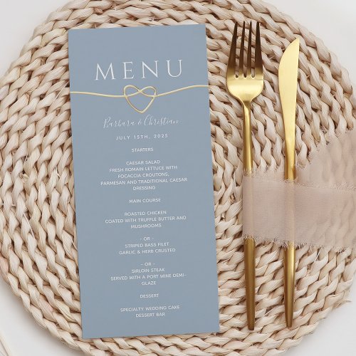 Simple Calligraphy Dusty Blue Wedding Menu