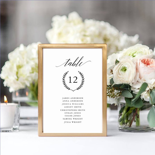 Simple Calligraphy Elegant Wedding Table Card (Creator Uploaded)