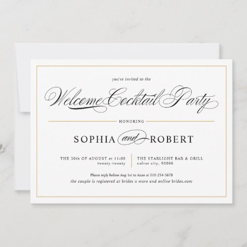Simple Calligraphy Elegant Welcome Cocktail Party Invitation
