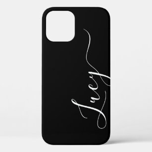 Simple Calligraphy Font Custom Name Black White iPhone 12 Case