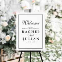simple calligraphy frame wedding rehearsal sign