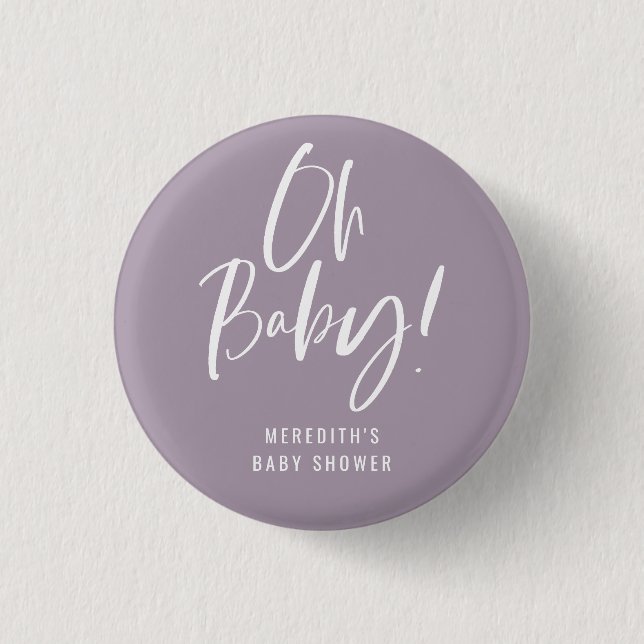 Simple Calligraphy Gender Neutral Baby Shower Button (Front)