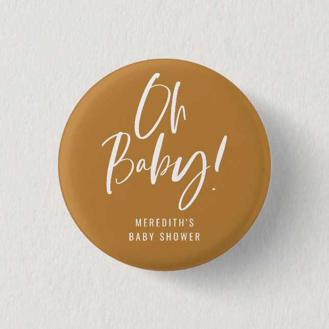 Simple Calligraphy Gender Neutral Baby Shower Button (Front)