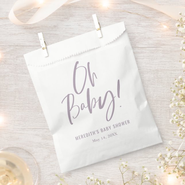 Simple Calligraphy Gender Neutral Baby Shower Favor Bag (Clipped)