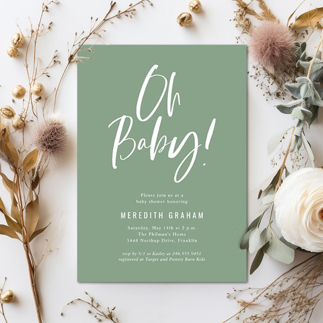 Simple Calligraphy Gender Neutral Baby Shower Invitation (Creator Uploaded)