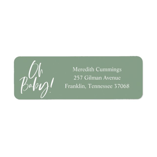 Simple Calligraphy Gender Neutral Baby Shower Label (Front)