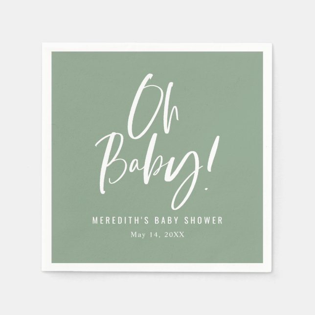 Simple Calligraphy Gender Neutral Baby Shower Napkins (Front)