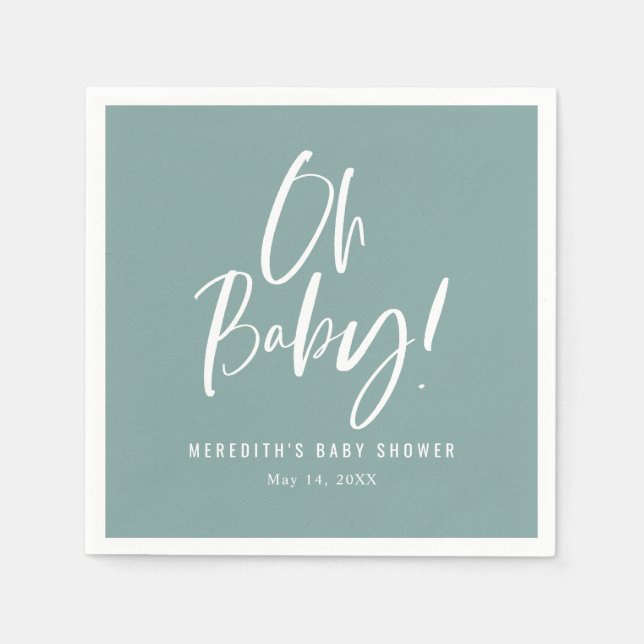 Simple Calligraphy Gender Neutral Baby Shower Napkins (Front)