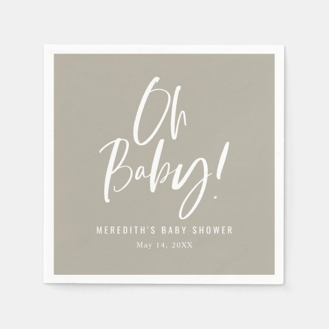 Simple Calligraphy Gender Neutral Baby Shower Napkins (Front)