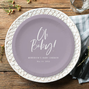 Simple Calligraphy Gender Neutral Baby Shower Paper Plates